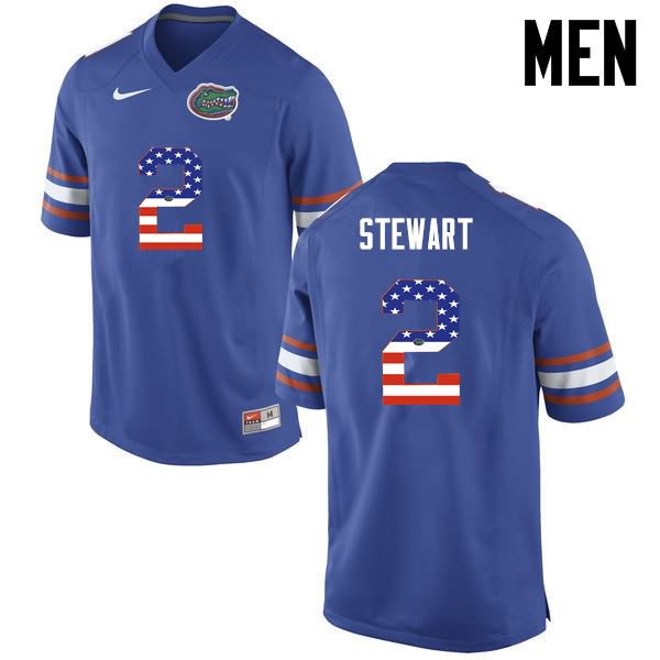 NCAA Florida Gators Brad Stewart Men's #2 USA Flag Fashion Nike Blue Stitched Authentic College Football Jersey UJL3364MJ